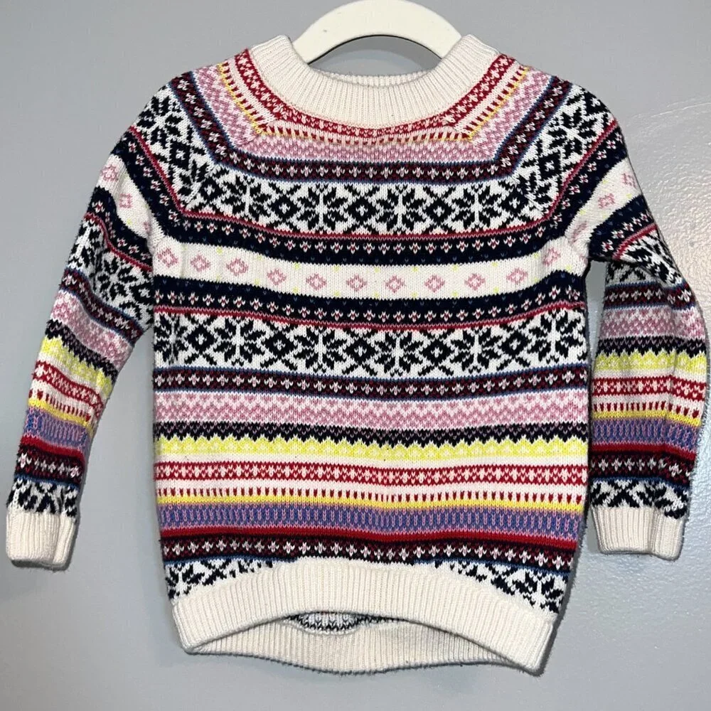 Set of 2 Old Navy Girl's Fair Isle Raglan Pullover Sweaters Size 2T - Picture 5 of 8